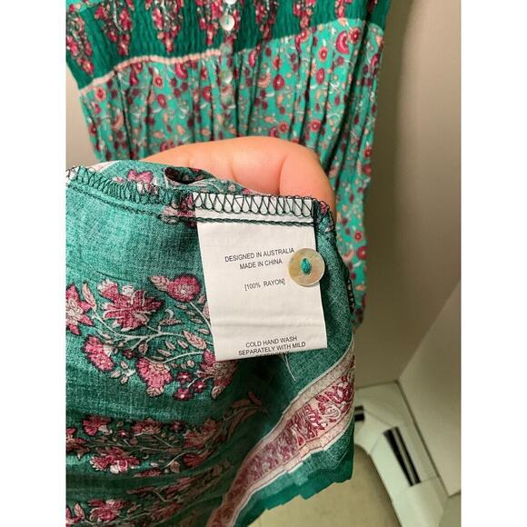 Label of Love Womens Maxi Hi-Low Dress Floral Print V-Neck Green Size 12 NEW - Picture 4 of 7